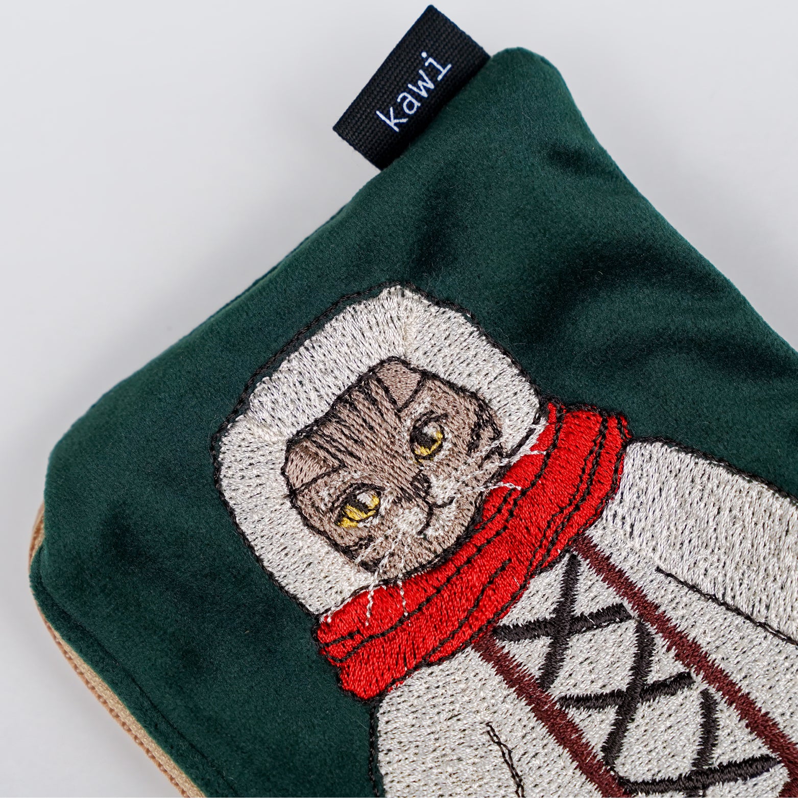 Pre-Order | Velvet Pouch : Red Scarf Kitten