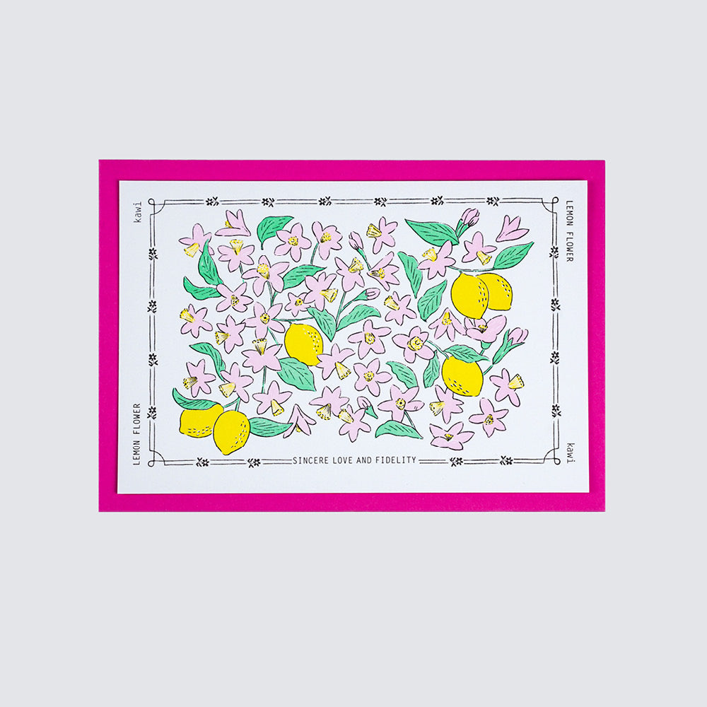 Letterpress card :  Lemon flower