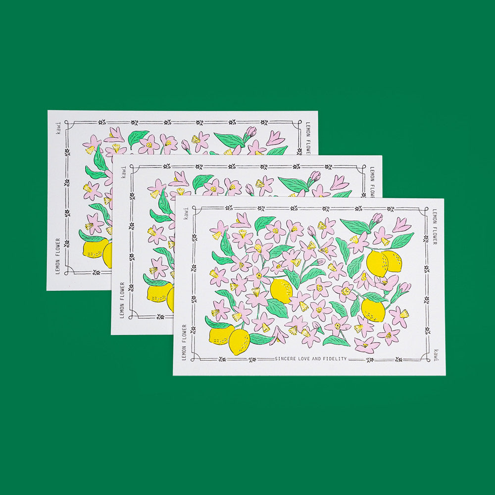 Letterpress card :  Lemon flower