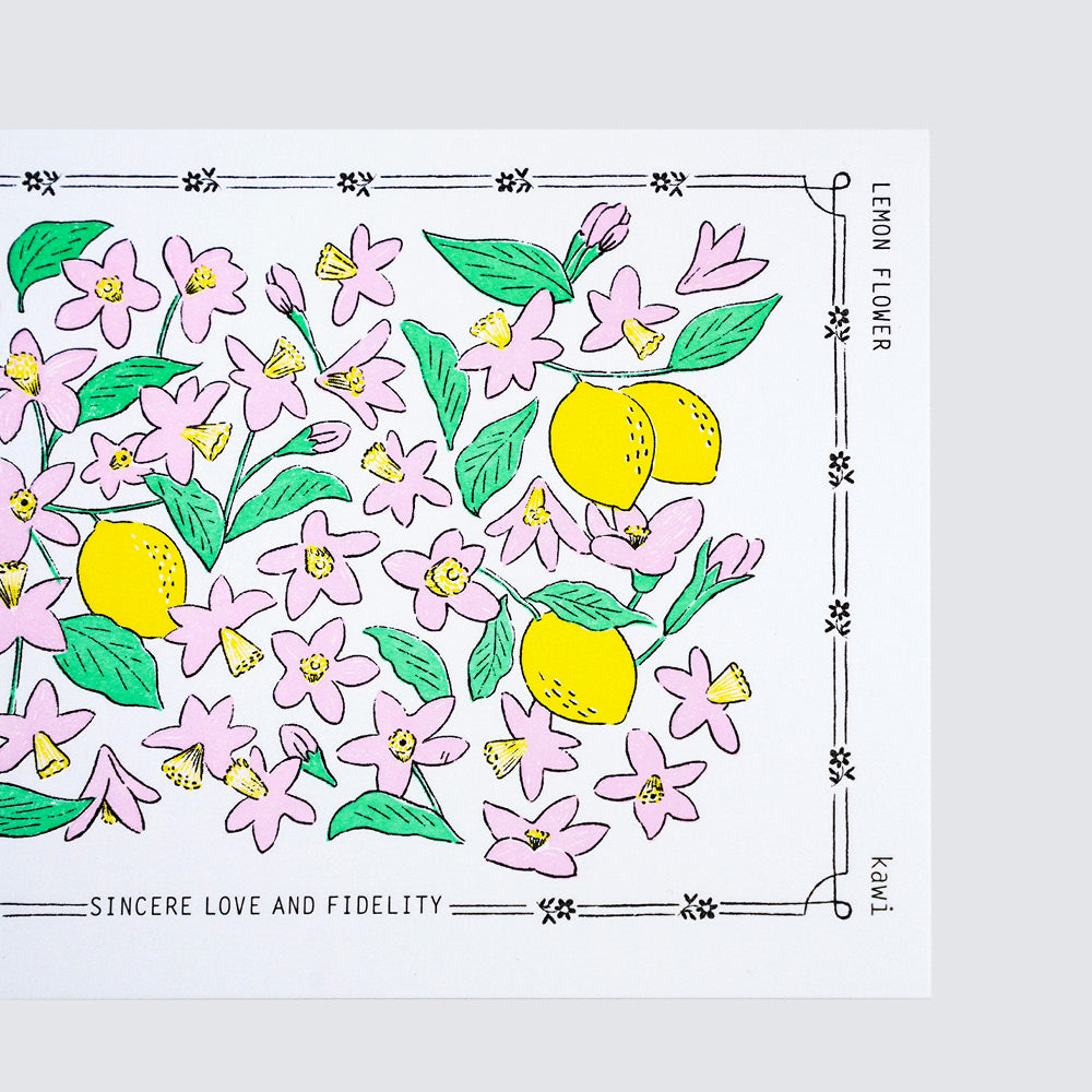 Letterpress card :  Lemon flower